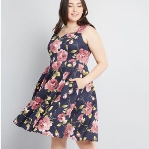 NWT ModCloth Fit and Flare Flora Dress